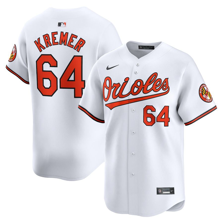 Men Baltimore Orioles 64 Dean Kremer Nike White Home Limited Player MLB Jersey